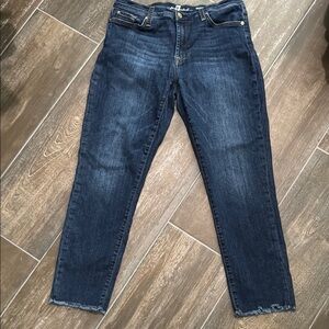 7 For All Mankind Blue Ankle Cropped Jeans
